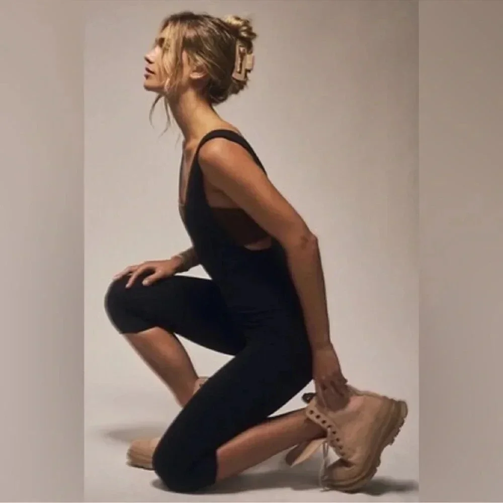 Free People Movement She’s A Maniac Jumpsuit in Red